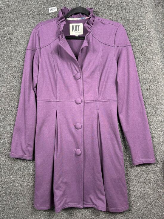 Kut from the Kloth Dresses & Skirts - Kut From The Kloth Knit Dress Womens Size M Purple Ruffle Big Covered Buttons